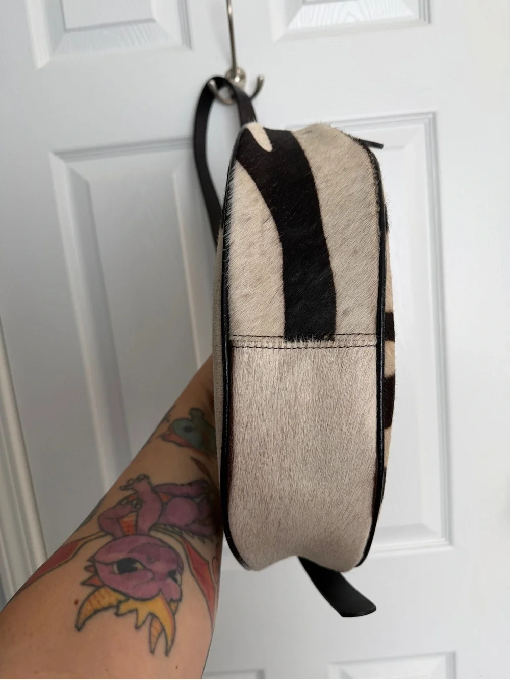 NWOT IndigoLush MIDI Hobo Brown Zebra - silver hands Adjustable strap